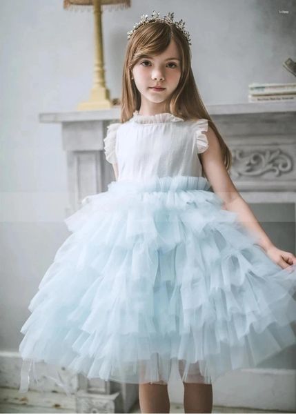 Mädchen Kleider Blume für Mädchen Burgund Blau Champagner Elegante Kinder Party Kleider Kommunion Festzug Kleid Ballkleid