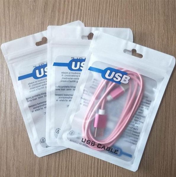 Evrensel USB Kablo Çantaları Plastik Zip Kilitli Hang Delik Poli Paketler Cep Telefon Kılıfı Kulaklık Şarj Cihazı Aksesuarları Perakende 9426685