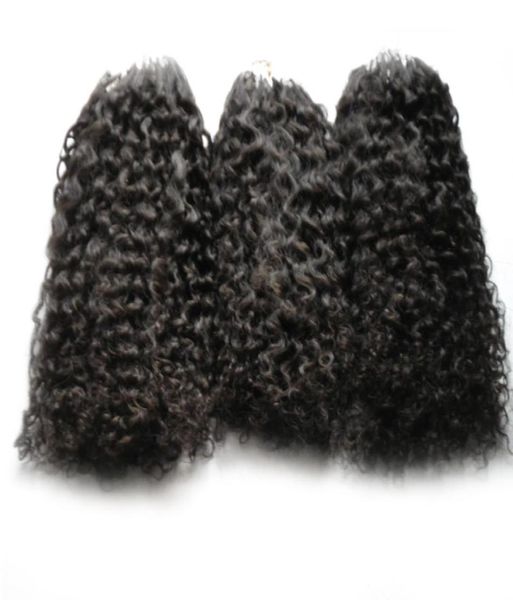 Micro anel extensões de cabelo afro kinky encaracolado pacotes de cabelo humano micro loop extensões de cabelo humano 300s micro grânulo europeu 300g4406146