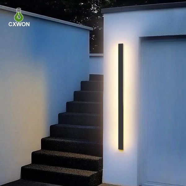 Lâmpadas ao ar livre longo led lâmpadas de parede moderna à prova dip65 água ip65 100cm 120cm varanda jardim suporte luminárias garagem porta da frente decoração 27