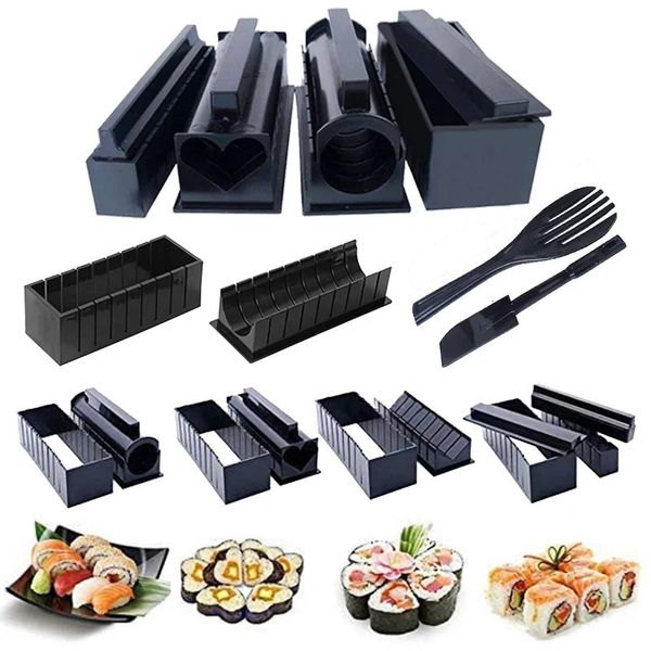 10 PCSSET SUSHI MAKER EKİPMAN KITJAPANSE Pirinç Top Kek Roll Kalıp Mutfak Çok Fonksiyonlu Kalıp Yapım Araçları 240103