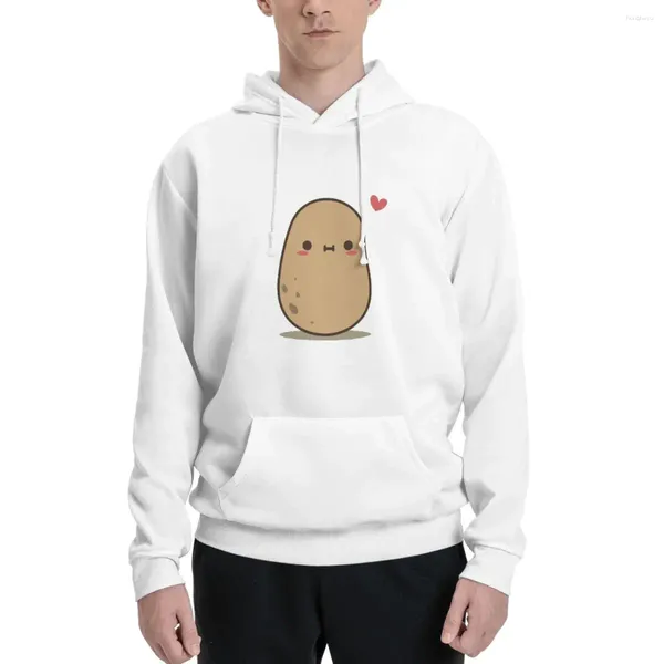 Hoodies masculinos bonito batata apaixonada pulôver com capuz roupas de outono suéter de inverno