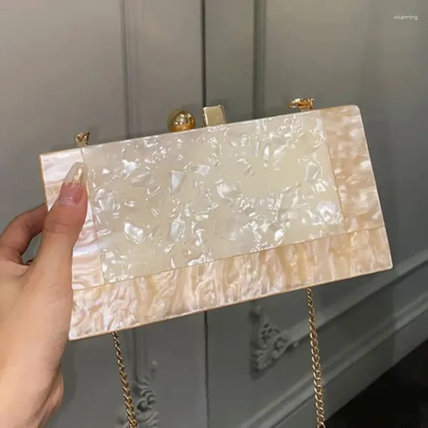 Borse da sera Pochette di lusso di design in acrilico Borsa con chiusura in metallo Mini Portafoglio da donna Borsa a tracolla con tracolla a catena Borsa per festa di nozze