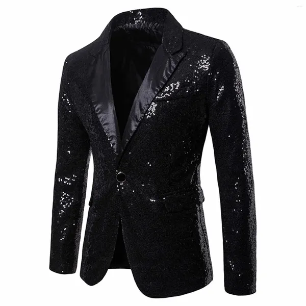 Abiti da uomo Abito da uomo slim fit formale Cappotto blazer con paillettes Giacca brillante Top con un bottone Party Stage Performer Giacche Cappotti da uomo