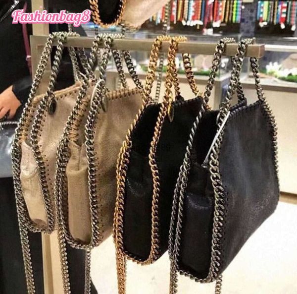 Stella McCartney Borsa Falabella mini tote donna nastro metallizzato nero tiny shopping donna Borsa a mano in pelle Borsa a tracolla Portafoglio 333ess