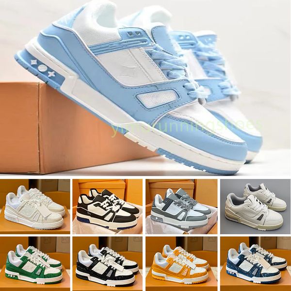 Designer flat sneaker virgil trainer sapatos casuais denim amantes couro abloh branco verde vermelho azul carta sobreposições plataforma de moda homens mulheres tênis baixos 36-45 y8