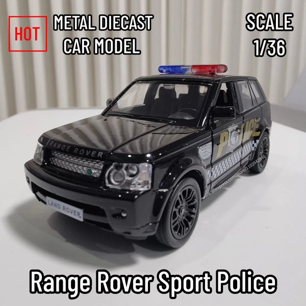 1 36 Range Rover Sport Réplica de metal modelo de carro escala diecast veículo coleção casa decoração interior presente criança menino brinquedo 240104