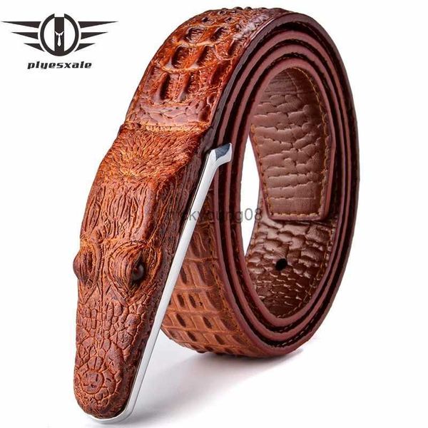 Ремни Plyesxale Брендовые мужские ремни Роскошные кожаные дизайнерские ремни Мужские высококачественные Ceinture Homme Crocodile Cinturones Hombre 2023 B2