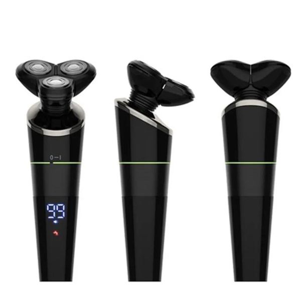 Barbeador elétrico barbeador rotativo masculino à prova dwireless água sem fio aparador de barba removedor de pêlos faciais, barbeador rotativo triplo recarregável