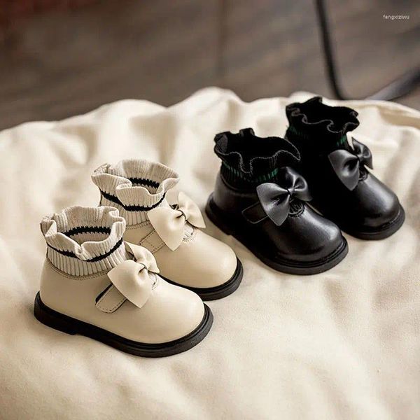 Erste Wanderer INS-Stil Babyschuhe PU-Leder Prinzessin kurze Stiefel weiche Sohlen Frühling und Herbst Kinder Mädchen Schuhe Kinder