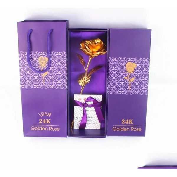 Dekorative Blumenkränze, 24 Karat Gold, Rose, Valentinstagsgeschenk für Freunde, Hochzeit, Heimdekorationen, mit künstlichen Blumentropfen D Dhqhz