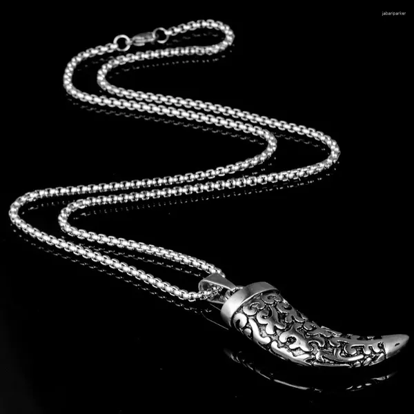 Ожерелья с подвесками в стиле панк, хип-хоп, нержавеющая сталь, ожерелье с зубами в форме полумесяца, ожерелье с шипами для мужчин и женщин, модные ювелирные изделия из волчьей кожи