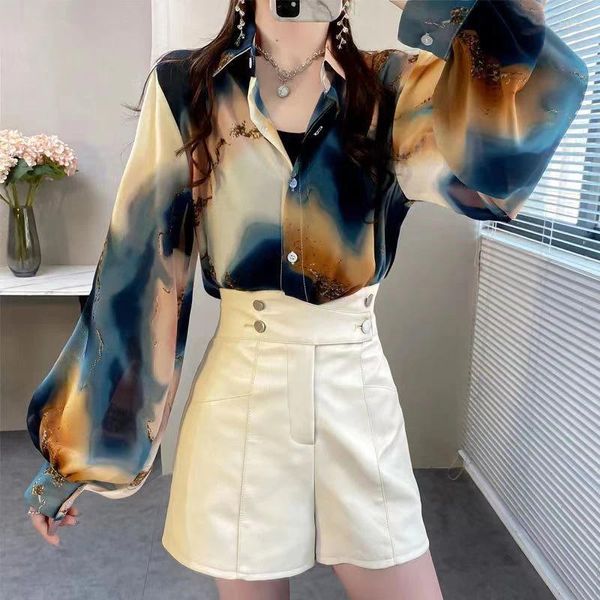 Kadınlar bluz gömlekler ve kadınlar Sonbahar 2024 Uzun Kollu Y2K Kore moda Harajuku Vintage Zarif Üst ​​Boy Boyut