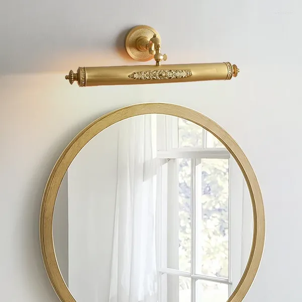 Lampada da parete Specchio francese interamente in rame Specchio frontale Camera da letto Trucco Bagno Soggiorno Ingresso Sfondo dipinto L