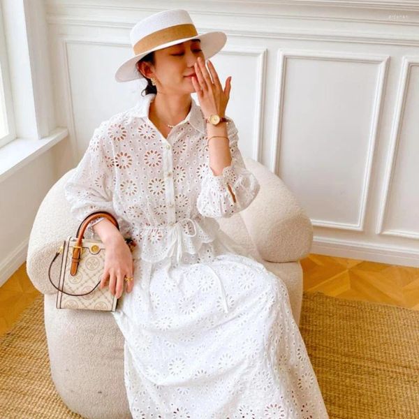 Vestidos de trabalho francês roupas de praia para mulheres elegante flor branca gancho oco saia define senhoras boho férias mangas compridas ternos de duas peças