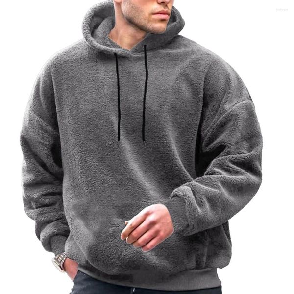 Erkek Hoodies Erkek Yumuşak Polar Sıcak Hoodie Peluş Küleyler Kaldır Sonbahar Kış Katı Uzun Kollu Sweatshirt Rahat