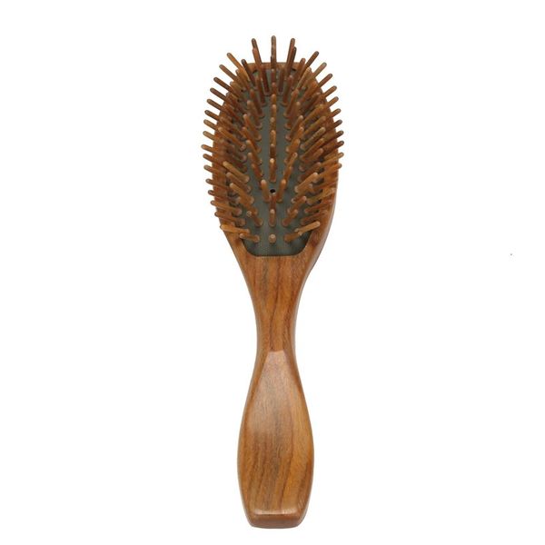Щетка для волос из сандалового дерева, деревянная натуральная массажная расческа ручной работы для распутывания волос с подарочной коробкой 240104