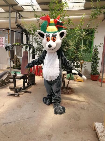 Trajes Venda Quente Personagem de Filme de Desenho Animado Madagascar Lemur mascote traje Adulto Tamanho frete grátis