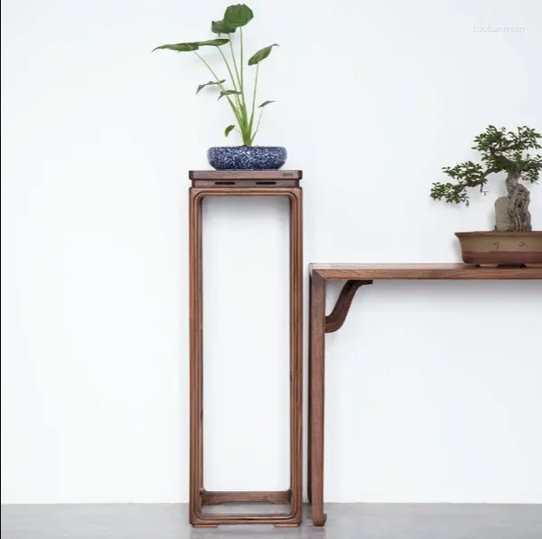 Vasos estilo chinês flor de madeira sólida rack sala de estar interior bonsai chão ao chão moderno e minimalista vaso orn