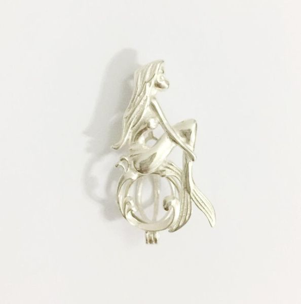 La gabbia per medaglione per ragazza sirena in argento 925 può contenere un ciondolo a gabbia per perline di perle Ciondolo in argento sterling Montaggio per gioielli fai da te3125462