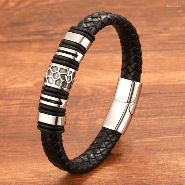 Charm Armbänder Trendy Leder Männer Edelstahl Geflochtenes Seil Für Männlich Weiblich Schmuck Geschenk