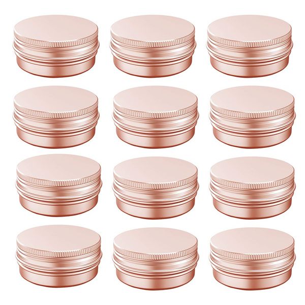 Latas de lata de alumínio rosa, recipiente de armazenamento de metal, caixas de embalagem com tampas de parafuso para diy, acessórios de cosméticos de beleza, viagem