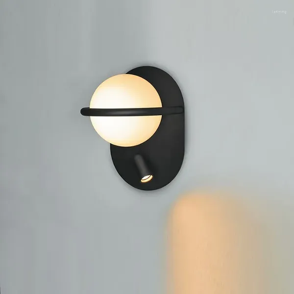 Настенный светильник в скандинавском стиле для гостиной, спальни, прикроватной тумбочки для чтения, регулируемые светильники, простой стеклянный сферический светильник