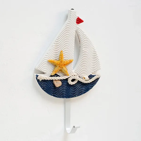 Kancalar Ahşap Yelkenli Çıkartmalar Yatak Odası Kapısı Anahtar Şemsiye Havlu Şapka Ceket Raf Duvar Hayvan Dekoratif Kanca