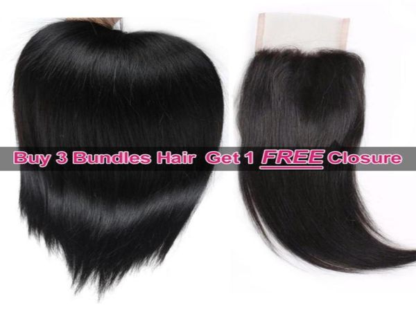 Ishow Hair Big s Promotion Kaufen Sie 3 Bundles 828 Zoll Brailizan peruanische malaysische glatte Haarverlängerungen und erhalten Sie 1 Spitzenverschluss17651522318923