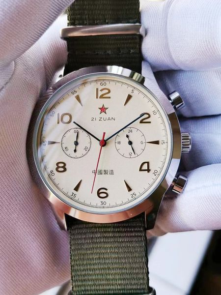 1963 Pilot Watch Military Tough Guy Наручные часы 42 мм циферблат 5-контактный таймер Кварцевые многофункциональные спортивные ретро индивидуальные мужские часы 240103