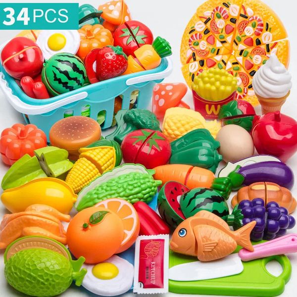 Giochi di finzione Set Giocattolo di plastica per alimenti Giocattolo per torte fai da te Tagliare frutta Verdura Cibo Giochi di finzione Giocattoli per bambini Regalo educativo 240104