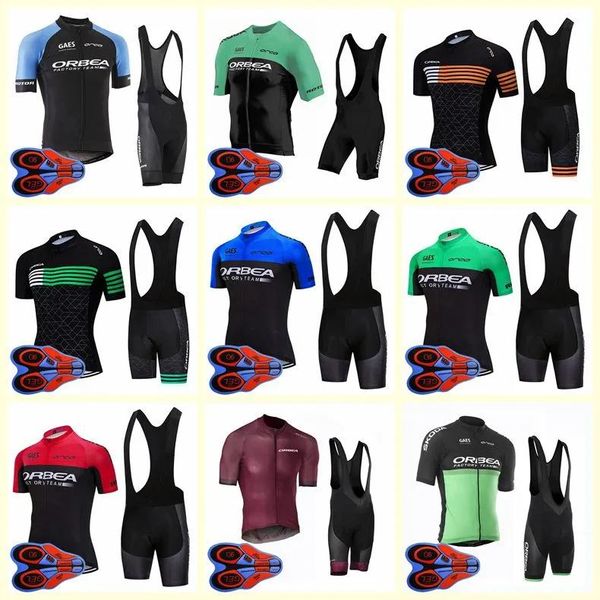 Conjuntos orbea equipe de ciclismo manga curta camisa bib shorts define homens verão respirável roupas bicicleta ropa ciclismo u82710