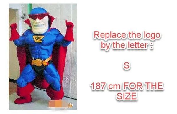 Trajes de natal azul superman mascote adicionar um logotipo personagem traje adulto tamanho frete grátis