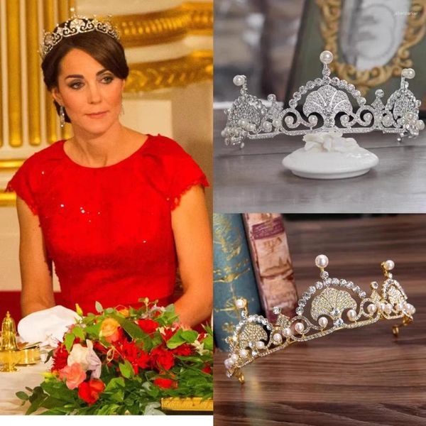 Pinces à cheveux européenne britannique Royal Lotus fleur diadème perle couronne de mariée anniversaire fête de mariage bal robe de soirée accessoires