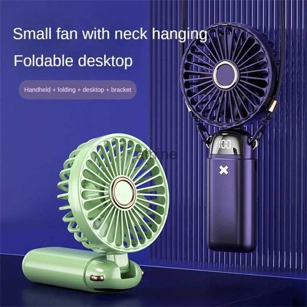 Fãs elétricos 3000mAh Handheld Mini Ventilador Dobrável Portátil Pendurado Ventilador 5 Velocidade USB Recarregável Ventilador Prático com Suporte de Telefone YQ240104