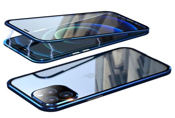 360 capas de telefone de adsorção magnética de vidro temperado completo para iPhone 12 Pro Max 14 13 11 XS XR X 8 7 Plus8072893
