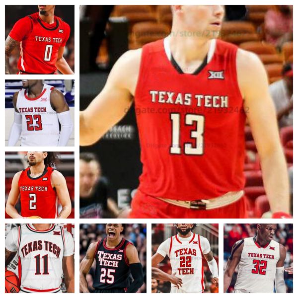 Customied Texas Tech TTU Kolej Basketbol Forması Özel Herhangi Bir İsim Numarası Kadın Gençlik Formaları Tüm Dikişli 3 D'Aurian Williams 5 Darrion Williams Toussaint