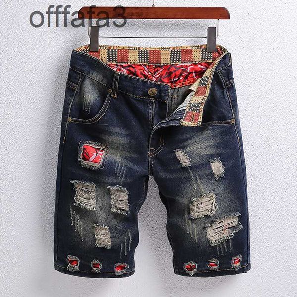 Mor Jeans Mens Pant Kişiselleştirilmiş Delik Yamalı Capri Pantolon Erkek Yıpranmış Midpants Moda Yepyeni Yaz Trendi