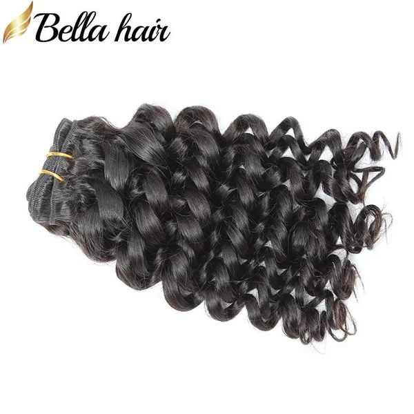 Tramas brasileiras de cabelo virgem, pacotes de cabelo humano encaracolado profundo, extensões de trama funmi, 3 tamanhos de qualidade, cor natural, bellahair