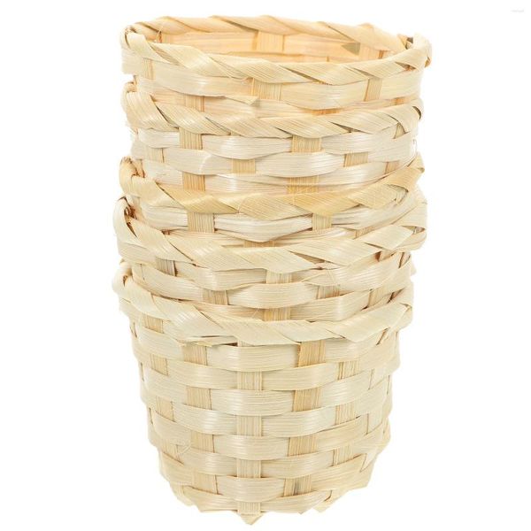 Set di stoviglie 5 pezzi Cesto di fiori in vimini rattan Fioriera in alghe rustiche Stoccaggio tessuto a mano con manici Uova intrecciate Porta caramelle