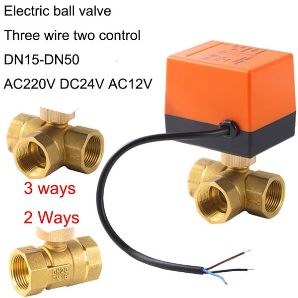 DN15/20/25/32/40/50 DC 12V 24V AC220V Valvola a sfera elettrica in ottone a tre fili Due controlli Elettrovalvola a 2 vie a 3 vie con attuatore 240104