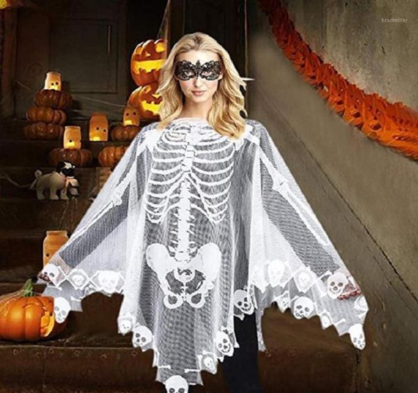 Schals Halloween Bühne Kostüm Pografie Prop Weißes Skelett Spitze Urlaub Geschenk Exquisite Cape Party Weiche Frauen Schal Lose Poncho3959910