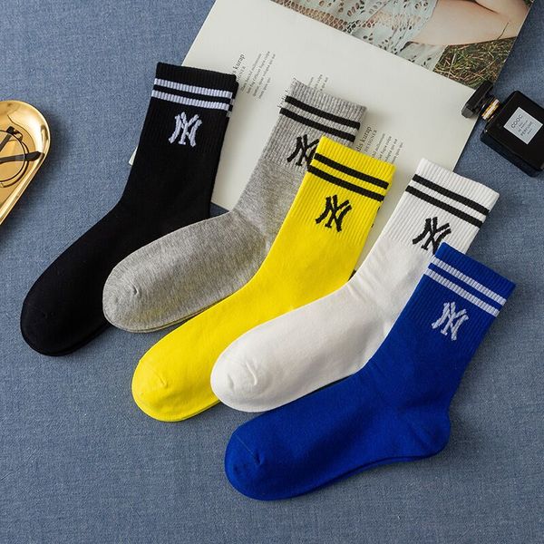 Luxuriöse Herrensocken für Herren, Großhandel, neue Modelle, Socken für Baumwolle, Sportsocken, Jogging, Design, Basketball, Fußball, 5 Farben, NY, lange, mittlere und kurze Socken