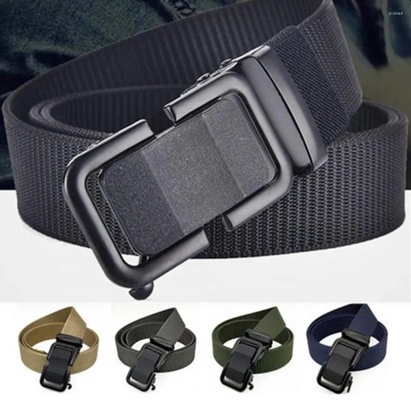 Cintos Cintura Elástica Cinto de Alta Resistência Engrossar Lona com Fivela Automática para Calças Masculinas Treinamento Anti-Slip