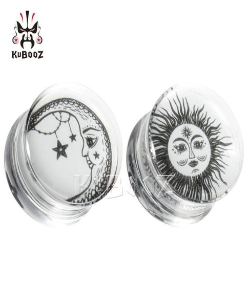 KUBOOZ Acrilico trasparente Sun Moon Tappi per le orecchie Tunnel Piercing Gioielli per il corpo Orecchino Espansori Barelle Intero da 8 mm a 30 mm 38P6189353