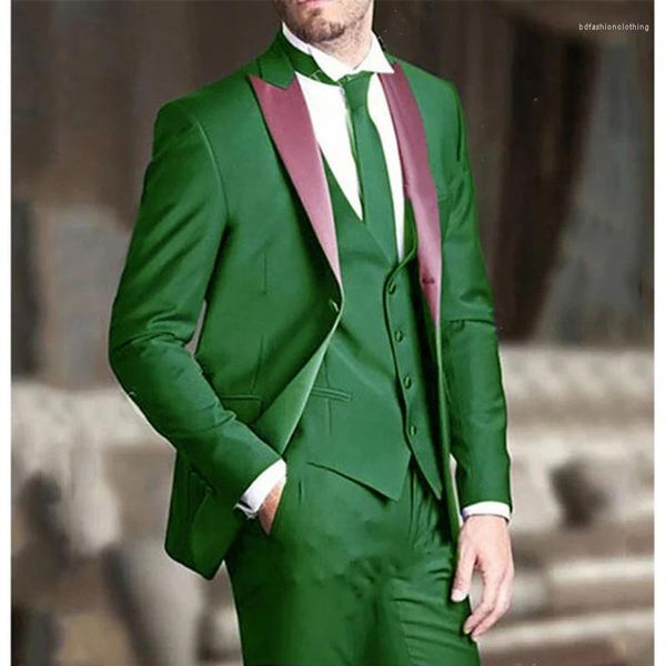 Ternos masculinos design 3 peças traje masculino homme 2024 fino ajuste casamento noivo smoking terno masculino formal baile de formatura festa wear