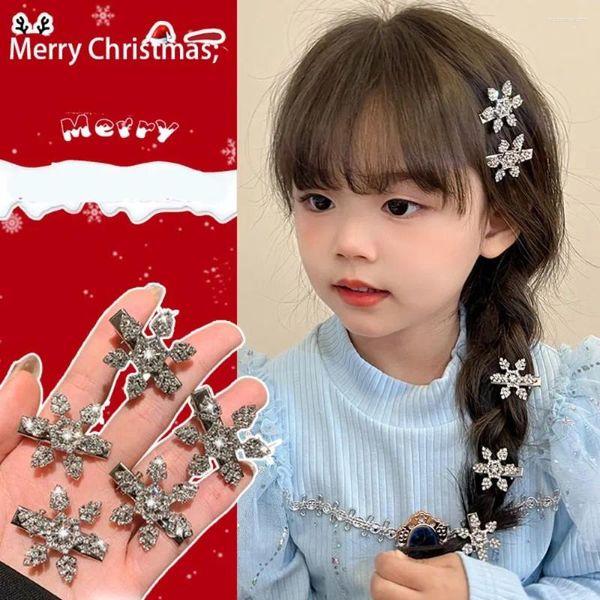 Accessori per capelli Strass invernali Fiocco di neve Forcina per ragazze Natale Anno Atmosfera Clip Dolce e carino mollette Copricapo