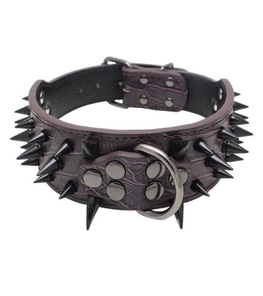 Collar per cani regolabile Cool a spillo tagliente Collari per cani in pelle per cuoio per razze di grandi dimensioni Pitbull Mas Boxer Bully a 4 dimensioni Q11192597116