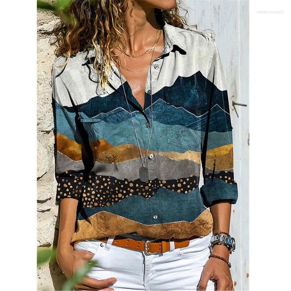 Frauen Blusen Frühling Sommer Damen Mode Casual Tops Tasche Gedruckt Langarm-shirt Plus Größe Lose Shirts Frauen Kleidung