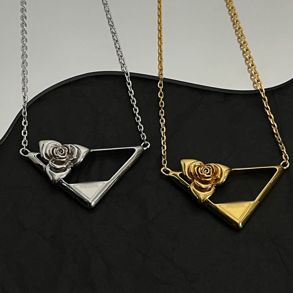 Известный бренд-дизайнер, роскошное латунное ожерелье высокого качества, классический треугольник, роза P, семейство, три цвета, женские очаровательные украшения, изысканный модный подарок для сестры